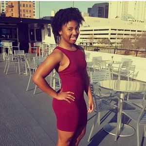 Women's burgundy Ribbed Sleeveless Dress